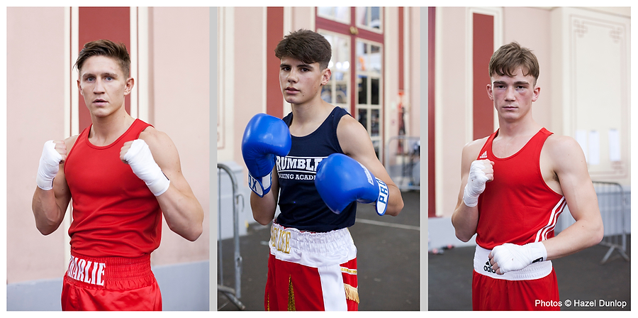 <br>AMATEUR BOXER PORTRAITS<br>L to r: Charlie Wynn, James Lee, Lewis Payne<br>Rumbles Amateur Boxing Club<br>Haringey Box Cup, Alexander Palace, 2015<br><br>